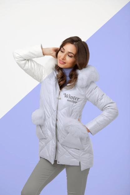 Medium Shot Model Posing With Jacket Psd