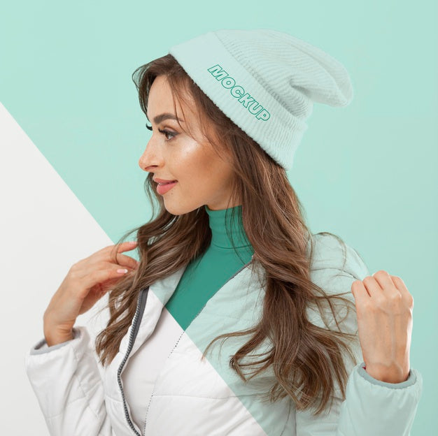 Medium Shot Model Wearing Winter Clothes Psd