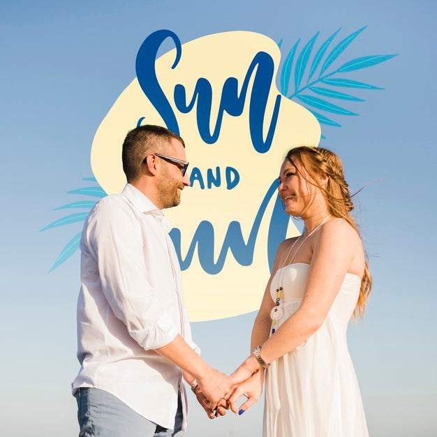 Medium Shot Of Couple Holding Hands Psd