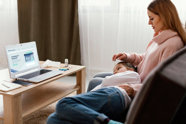 Medium Shot Parent Taking Care Of Kid Psd