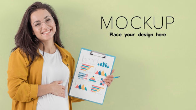 Medium Shot Pregnant Business Woman Psd