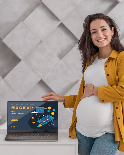 Medium Shot Pregnant Business Woman Psd