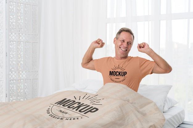 Medium Shot Senior Man In Bed Psd