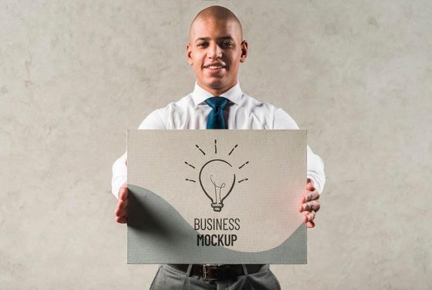 Medium Shot Smiley Businessman Psd