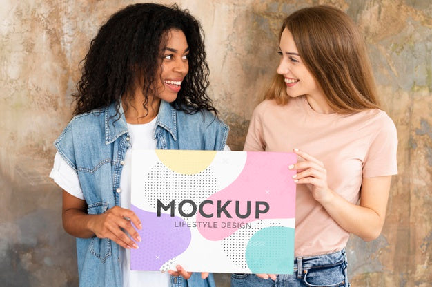 Medium Shot Smiley Friends Psd