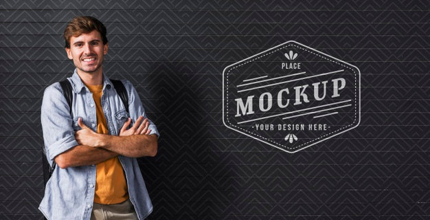 Medium Shot Smiley Man With Crossed Arms Psd