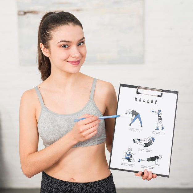 Medium Shot Trainer Showing How To Do The Exercises Mock-Up Psd