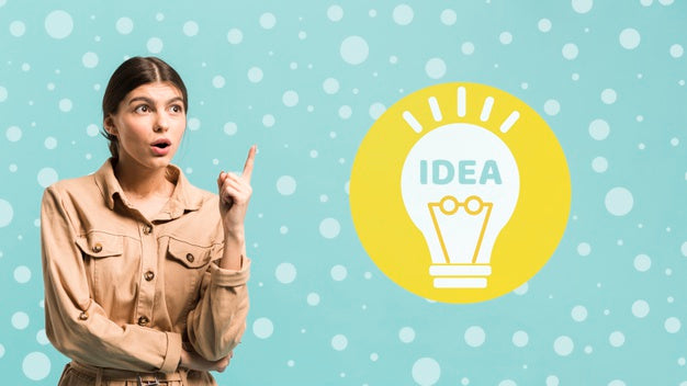 Medium Shot Woman Having An Idea Psd