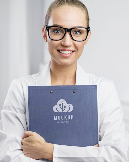 Medium Shot Woman Holding Document Psd