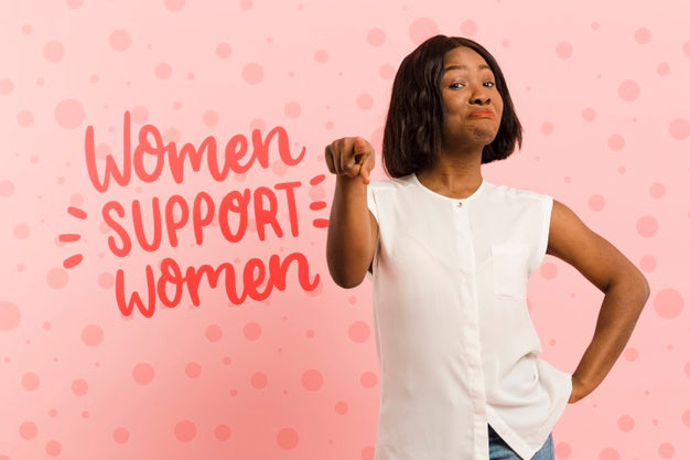 Medium Shot Woman Pointing At Something Psd