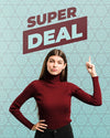 Medium Shot Woman Pointing At Super Sale Psd