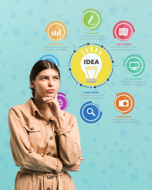 Medium Shot Woman Posing With Chart Psd