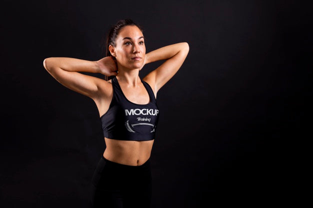 Medium Shot Woman Stretching Mock-Up Psd