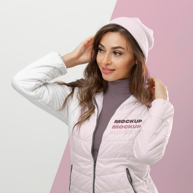 Medium Shot Woman Wearing Winter Clothes Psd