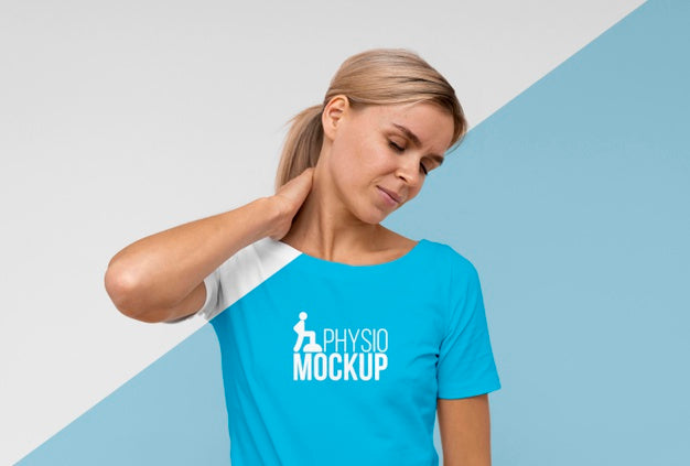 Medium Shot Woman With Neck Pain Psd