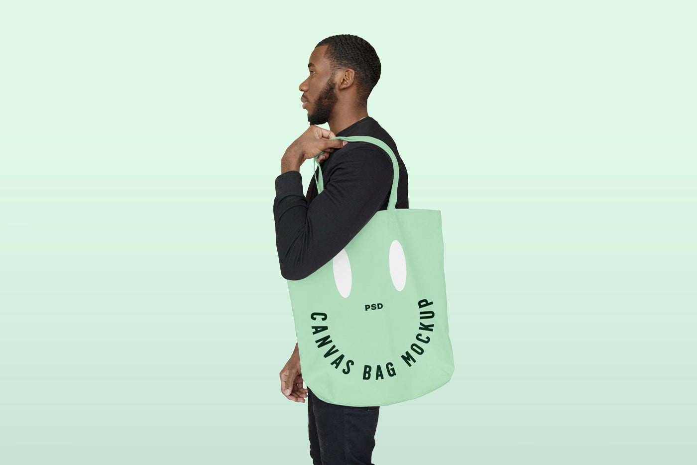 Men With Canvas Bag Mockup