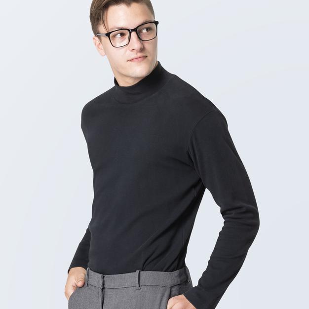 Men With Turtleneck Sweater Mockup With Gray Trousers Psd