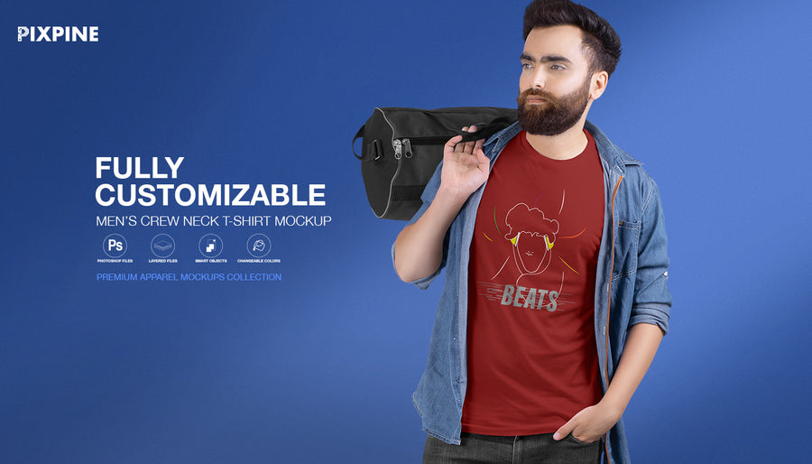 Men’S Crew Neck T-Shirt Mockups – Set Of 8
