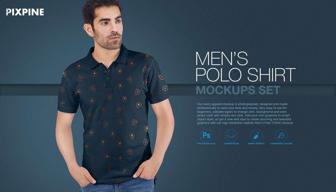 Men’S Polo T-Shirt Mockups – Set Of 8