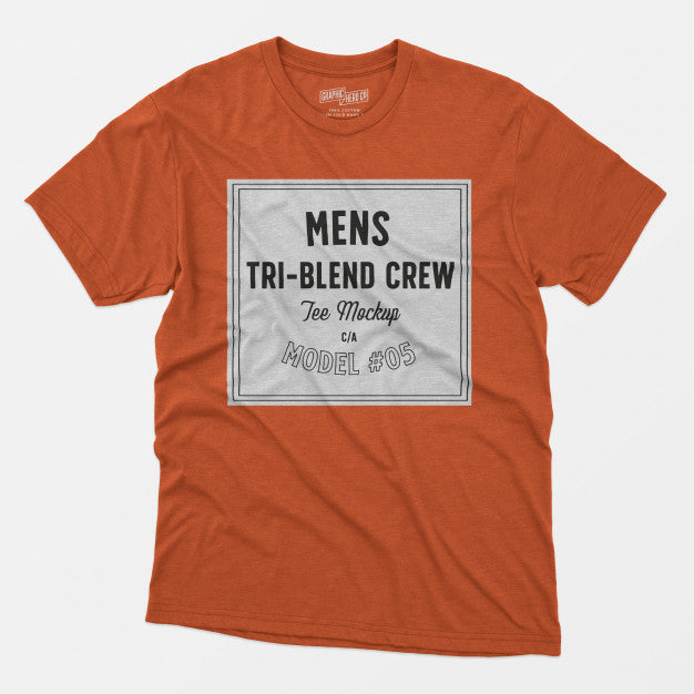 Mens Tri-Blend Crew Tee Mockup 05 Psd