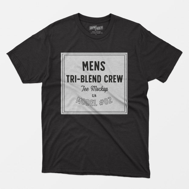 Mens Tri-Blend Crew Tee Mockup Psd