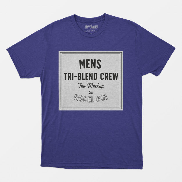 Mens Tri-Blend Crew Tee Mockup Psd