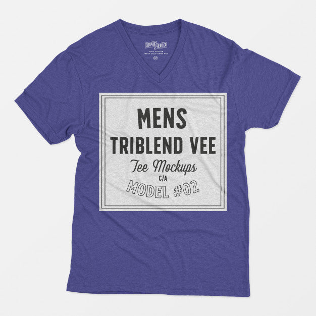 Mens Triblend Vee Tee Mockup 02 Psd