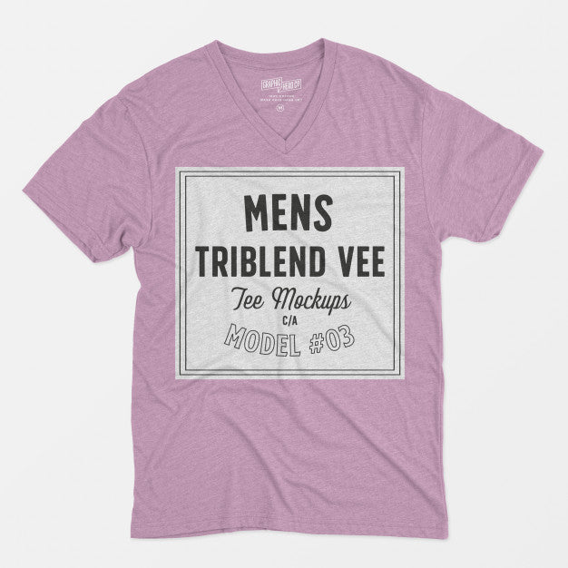 Mens Triblend Vee Tee Mockup 03 Psd