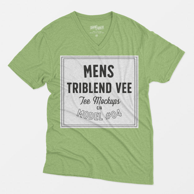 Mens Triblend Vee Tee Mockup 04 Psd