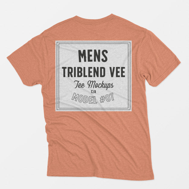 Mens Triblend Vee Tee Mockup 07 Psd