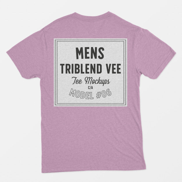 Mens Triblend Vee Tee Mockup Psd