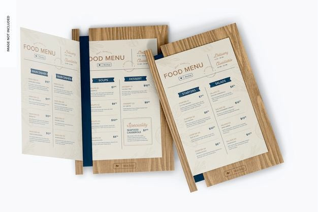 Menu Holders With Rubber Mockup, Opened And Closed Psd