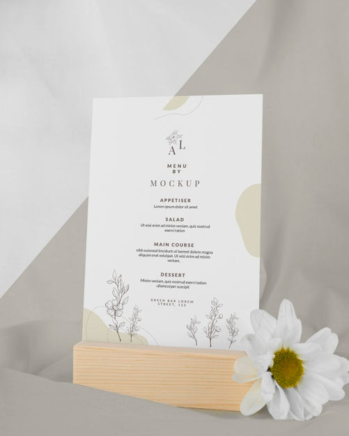 Menu Mock-Up With White Flower Psd