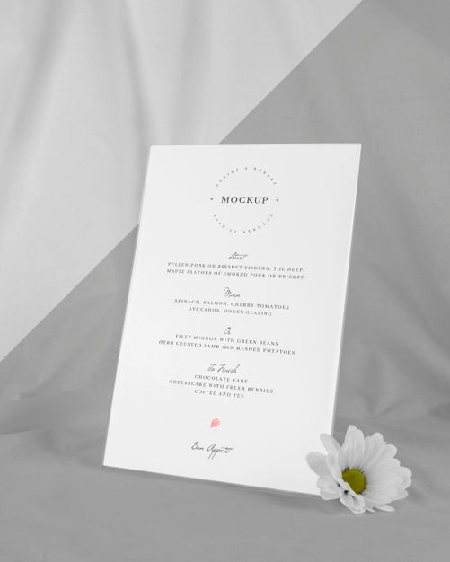 Menu Mock-Up With White Flower Psd