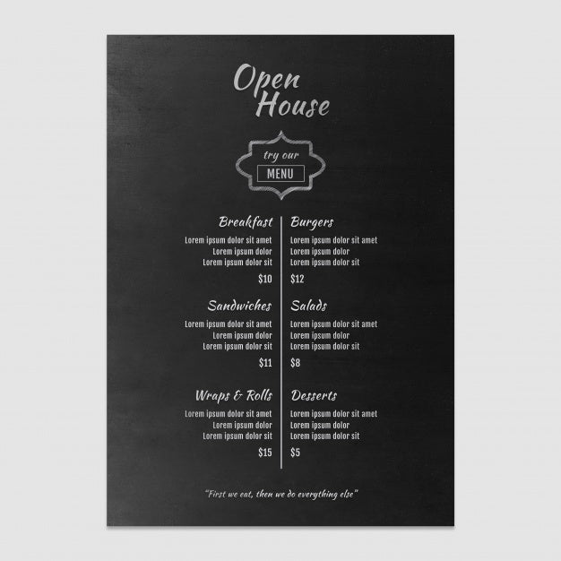Menu Mockup Psd