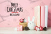 Merry Christmas Background Arrangements With Books And Ornaments Psd
