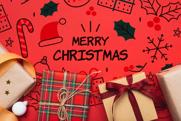 Merry Christmas Concept With Colorful Gifts Psd