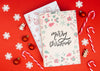 Merry Christmas Doodle Book With Christmas Balls And Snowflakes Psd