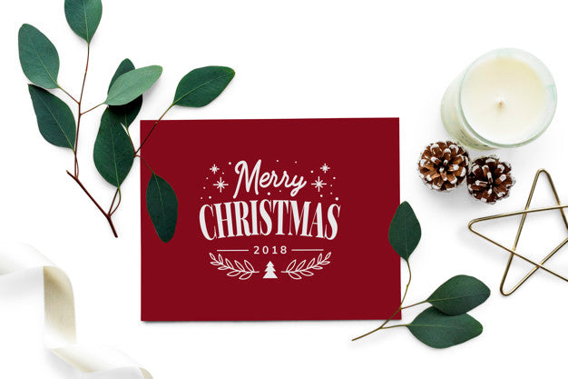 Merry Christmas Greeting Card Mockup Psd