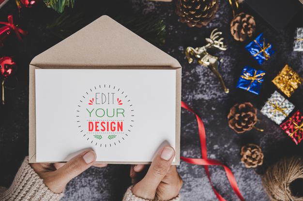 Merry Christmas Greeting Card Mockup Psd