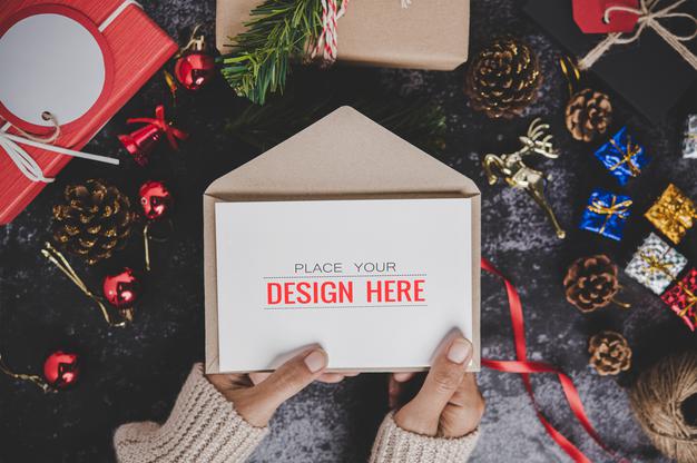 Merry Christmas Greeting Card Mockup Psd