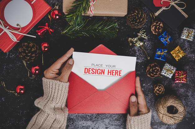 Merry Christmas Greeting Card Mockup Psd