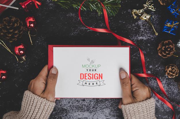 Merry Christmas Greeting Card Mockup Psd