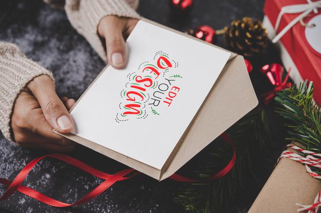 Merry Christmas Greeting Card Mockup Psd