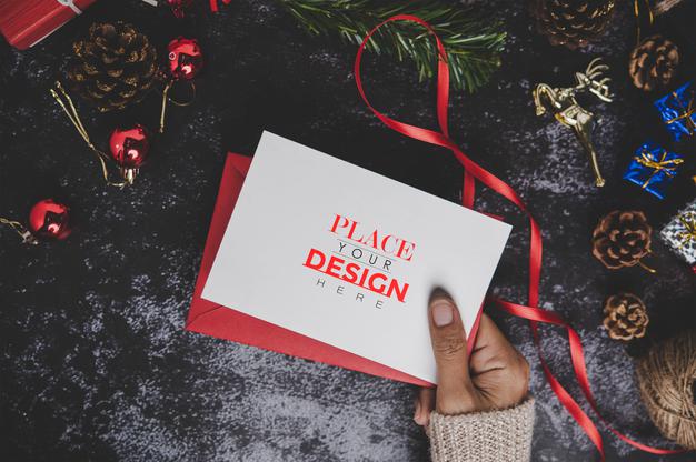 Merry Christmas Greeting Card Mockup Psd