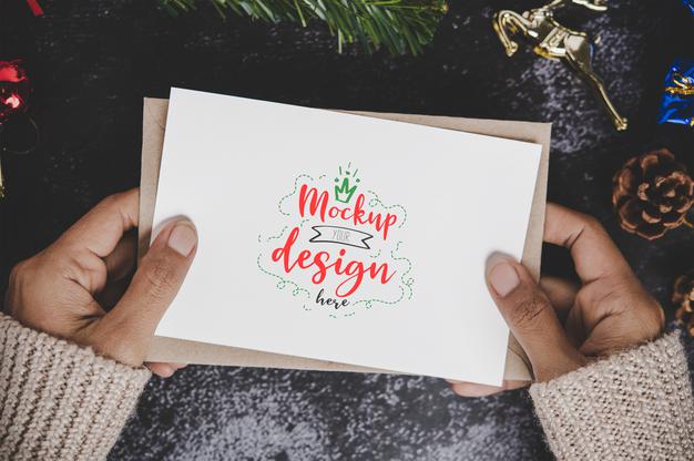 Merry Christmas Greeting Card Mockup Psd