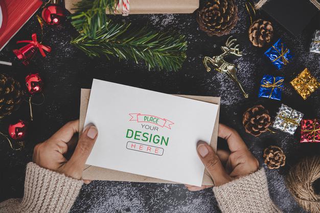 Merry Christmas Greeting Card Mockup Psd