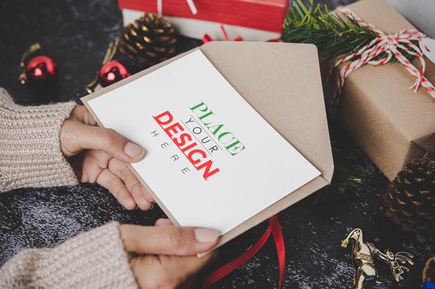 Merry Christmas Greeting Card Mockup Psd