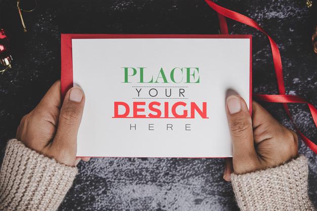Merry Christmas Greeting Card Mockup Psd