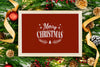 Merry Christmas Greeting In A Frame Mockup Psd